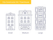 Premium Quality Hand drawn Line Icon And Concept Set: City Constructor Kit - townhouses.