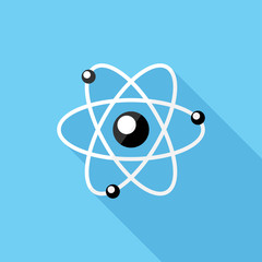 Fototapete - Atom icon. Flat design style modern vector illustration. Isolated on stylish color background. Flat long shadow icon. Elements in flat design.