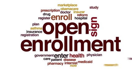 Wall Mural - Open enrollment animated word cloud.