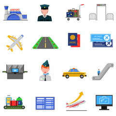 Wall Mural - Airport Icons Set