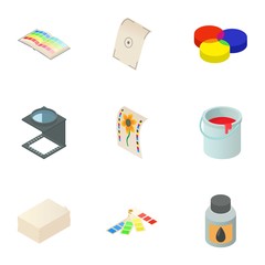 Poster - Print icons set. Cartoon illustration of 9 print vector icons for web