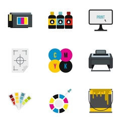 Poster - Printing icons set. Flat illustration of 9 printing vector icons for web