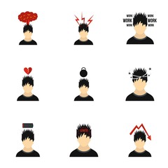 Sticker - Feeling icons set. Flat illustration of 9 feeling vector icons for web