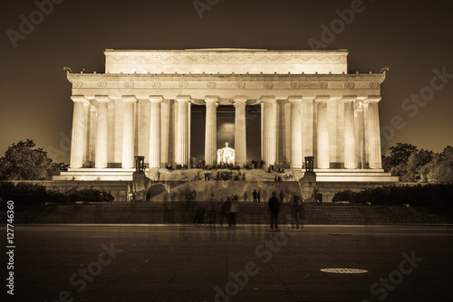 Fotografia Abraham Lincoln Memorial National Mall Night Sunset Black and Wh