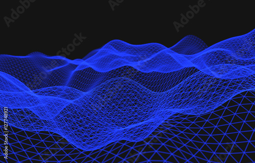 Fotografia Wireframe - a skeletal three-dimensional model in which only lin