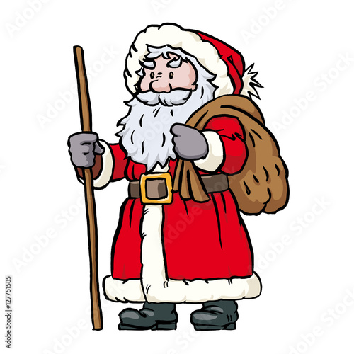 Sankt Nikolaus mit Sack und Stock Stock-Vektorgrafik | Adobe Stock