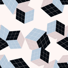 Poster - geometric seamless pattern with cubes
