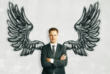 Businessman With Drawn Wings