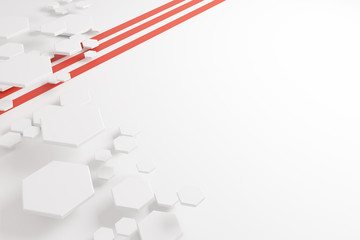 Poster - White honeycomb pattern and red lines