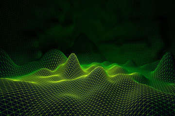 Wall Mural - Light green grid waves