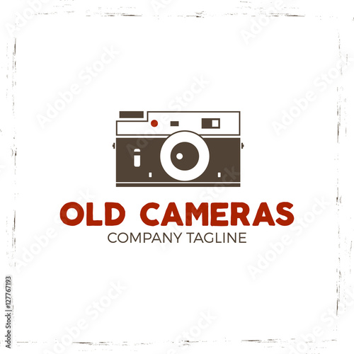 Retro Poster Or Logo Template With Old Camera Icon Isolated On Retro Poster Or Logo Template With Old Camera Icon Isolated On Grunge Halftone Background Photography Vintage Design For T Shirt Tee Web Project