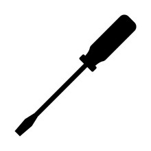 Black Screwdriver Icon With Spade Tip Vector Illustration