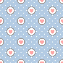 Heart Seamless Pattern With Polka, Dot Vector Background