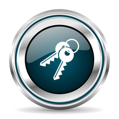 Aufkleber - keys vector icon. chrome border round web button. silver metallic pushbutton.