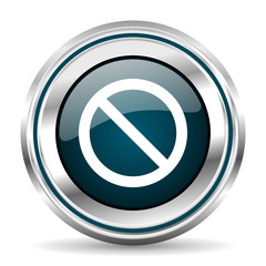 Poster - Access denied vector icon. Chrome border round web button. Silver metallic pushbutton.
