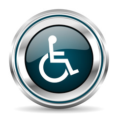 Aufkleber - wheelchair vector icon. chrome border round web button. silver metallic pushbutton.