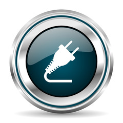 Poster - Electricity vector icon. Chrome border round web button. Silver metallic pushbutton.