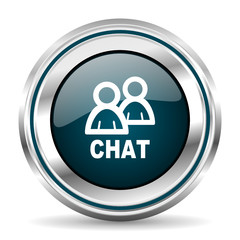 Poster - Chat vector icon. Chrome border round web button. Silver metallic pushbutton.