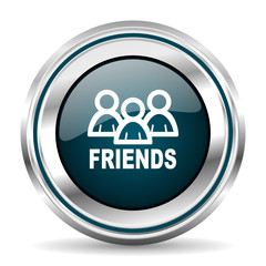 Poster - Friends vector icon. Chrome border round web button. Silver metallic pushbutton.