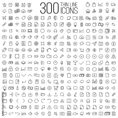 Fotografía 300 thin line universal icons set of finance, marketing, shoppin