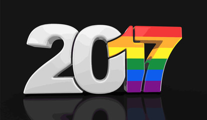 Poster - Gay Pride Color  New Year 2017. Image with clipping path.