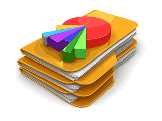 Poster - Folders and files with Pie Chart. Image with clipping path