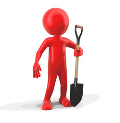Poster - Man and Shovel. Image with clipping path