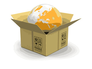 Poster - Open package with Globe. Image with clipping path