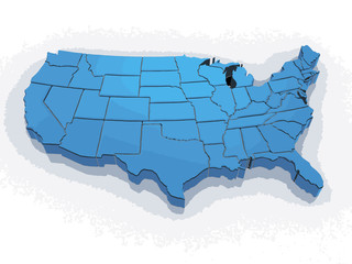 Poster - Map of USA. Image with clipping path.