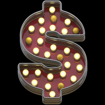 Font retro lamp light sign