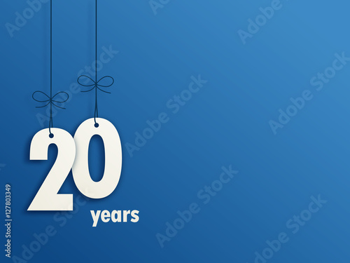 Fotografía Suspended Number 20 on blue background