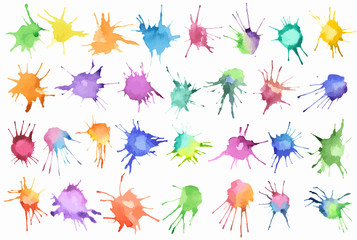 Watercolor splash set. Creative watercolor art for decoration.