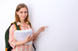 © rogerphoto - Happy young student girl holding books, study, education, knowledge, goal concept