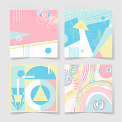 Wall Mural - set of 4 posters with abstract trendy pattern background