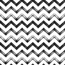 Zigzag Chevron Grunge Black Seamless Pattern, Seamless Background Of Zig Zag Stripe, Hand Painted Vector Pattern For Textile, Wallpaper, Web Design, Wrapping, Fabric, Paper, Card, Invitation