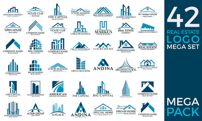 Wall Mural - Mega Set and Big Group, Real Estate, Building and Construction Logo Vector Design