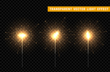 Wall Mural - festive christmas sparkler decoration lighting element. sparkler vector firework. magic light isolat