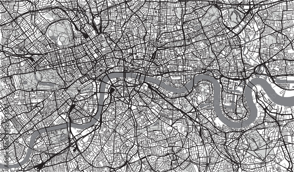 Urban city map of London, England