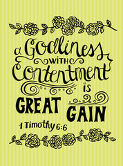 Wall Mural - Biblical background Great gain to be godly and contented.