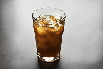 Poster - Glass of iced coffee on grey background