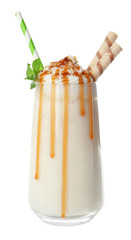 Poster - Milk shake on white background