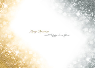 Wall Mural - christmas card with bright gold and silver sparkly background