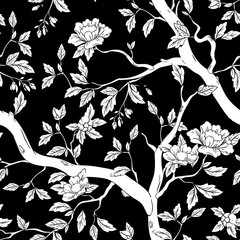 Wall Mural - floral seamless pattern with pink flowers.