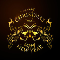 Wall Mural - vector illustration of merry christmas and happy new year