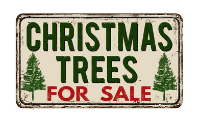 Wall Mural - Christmas tree for sale vintage metal sign