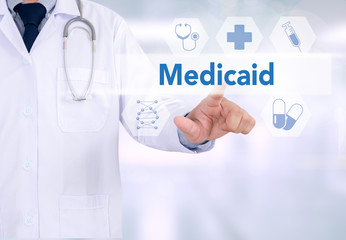 Poster - Medical insurance and Medicaid and stethoscope.