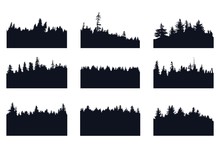 Set Of Forest Silhouette