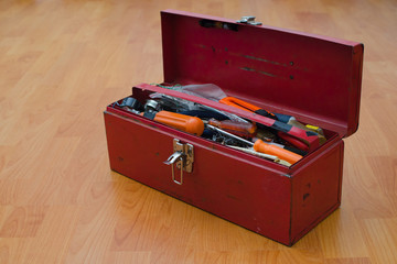 Open toolbox on floor