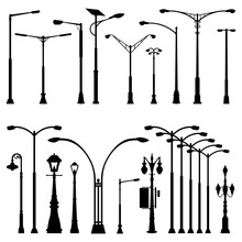 Street Pole Post Lamp Silhouette - Antique Modern And Variations