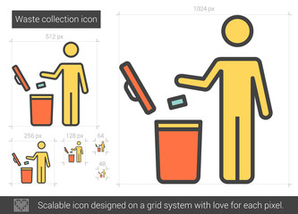 Canvas Print - Waste collection line icon.